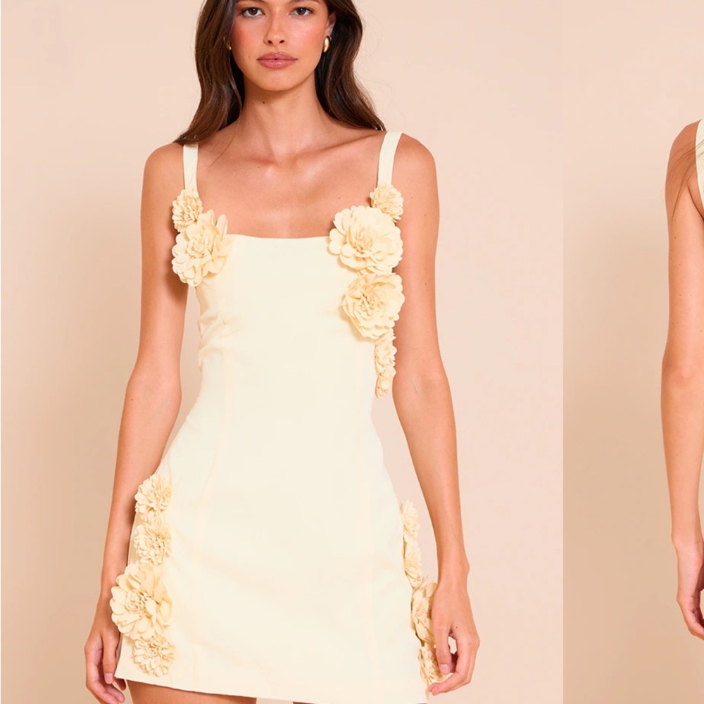 PrettyLittleThing Cream Floral Mini Dress